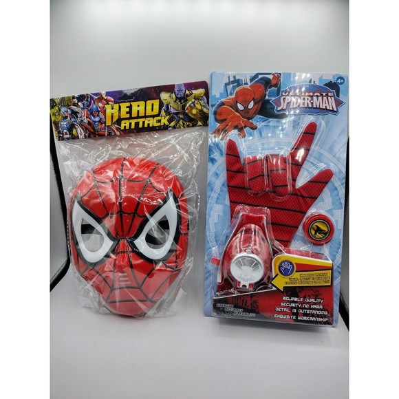 Spider-Man Light Up Mask & Gloves Blaster Set Halloween/Dress Up Shooter Marvel - Picture 3 of 7